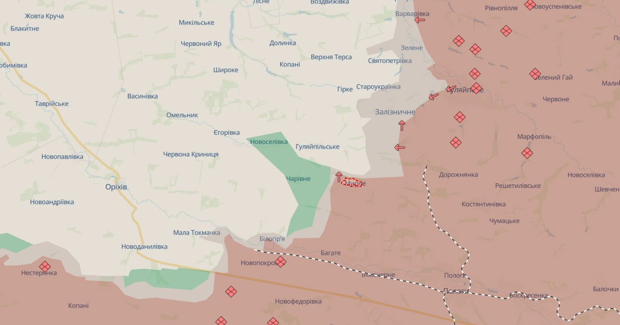 Російська армія окупувала Мирне. Карта: DeepState