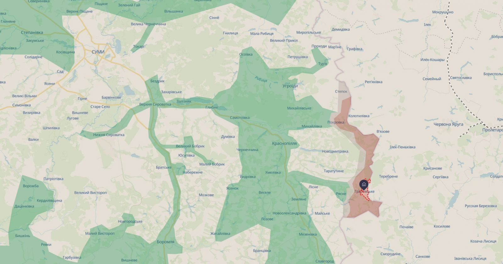 Росіяни посилили тиск на Сумському напрямку. Карта: DeepState
