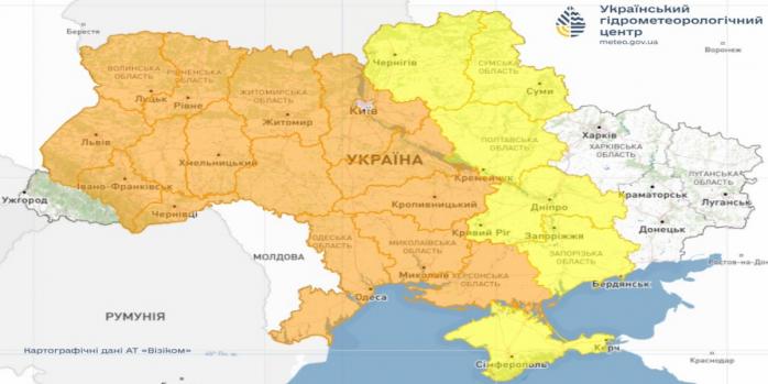 В Украине ухудшаются погодные условия, карта: Укргидрометцентр