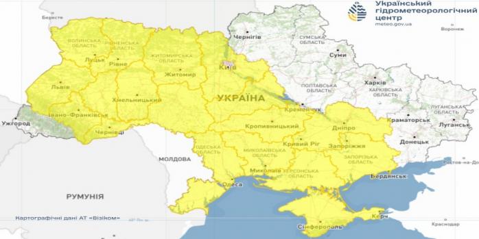 В Украине ожидается ухудшение погодных условий, карта: Укргидрометцентр