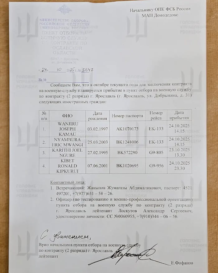 Ньямбура Ерік Мвангі прибув до РФ наприкінці 2025 року, фото: ГУР