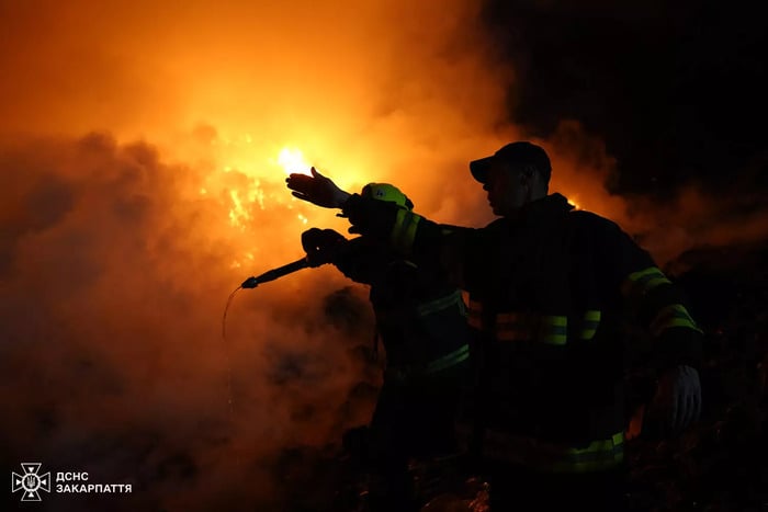 Пожежа на сміттєзвалищі у селі Барвінок, фото: ДСНС Закарпаття