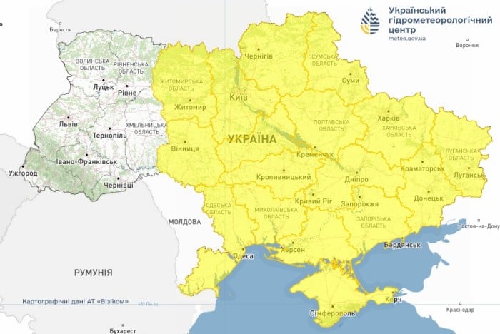 Небезпечні погодні умови в Україні 19 травня, карта: Укргідрометцентр