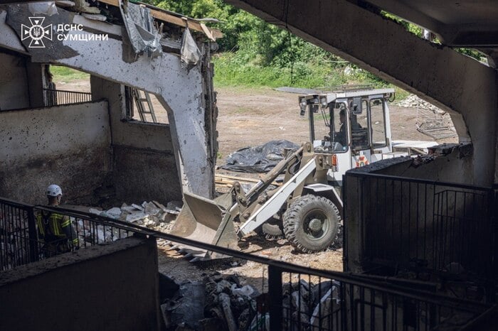 Наслідки російського удару по кінно-спортивній школі у Сумах, фото: ДСНС