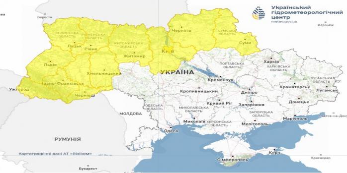 У низці регіонів України очікується погіршення погодних умов, карта: Укргідрометцентр