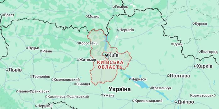 Киевщина пострадала в результате массированной российской атаки 6 июля, карта: Google Maps