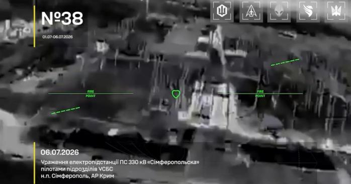 Силы беспилотных систем ночью ударили по ключевому объекту электросети в Крыму, видео скриншот