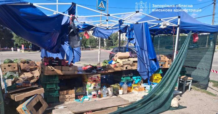 Российский дрон атаковал торговую точку в Запорожье. Фото: ОВА