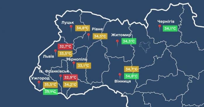 В Україні встановлено нові температурні рекорди, інфографіка: Укргідрометцентр