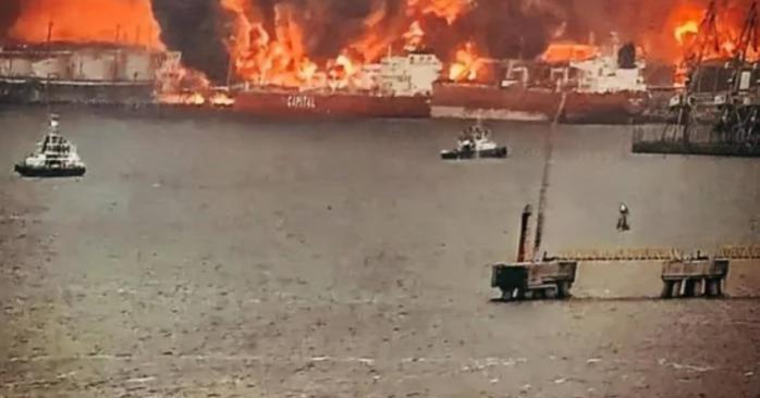 БпЛА ударили по порту Усть-Луга в Ленинградской области РФ. Фото: