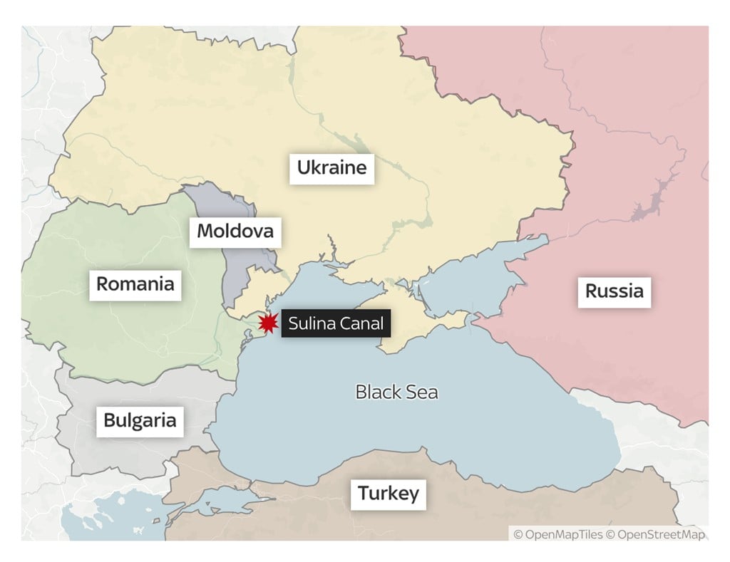 Росіяни атакували танкери біля узбережжя Румунії, фото: SkyNews, OpenStreetMap