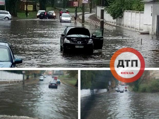 Киев накрыл ливень, несколько автомобилей «утонули» (ФОТО, ВИДЕО)