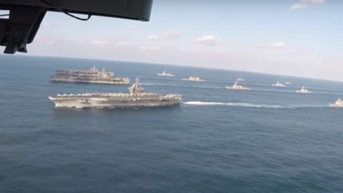 США пригнали к берегам Кореи сразу три авианосца (ВИДЕО)