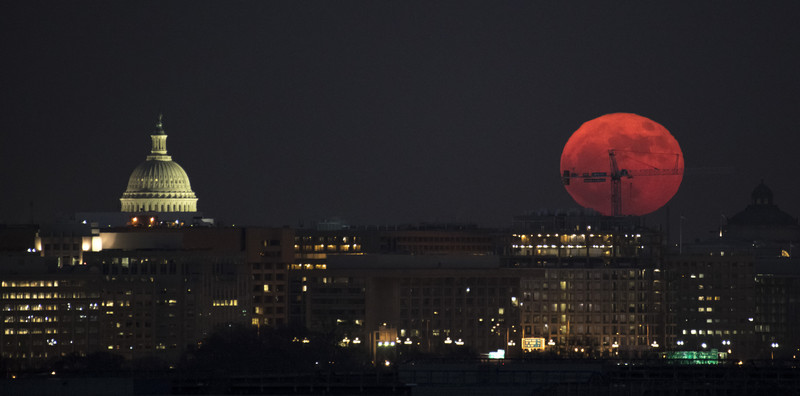 Фото: суперлуние в Вашингтоне / Источник: Twitter EPA