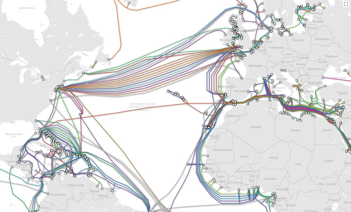 Интернет-кабели на дне океана, карта: WiFi